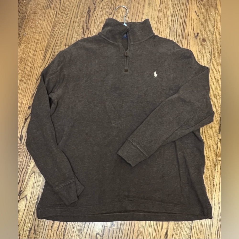 Polo Ralph Lauren 1/4 Zip Sweater Large Brown Designr Pullover Academia Gorp Y2K